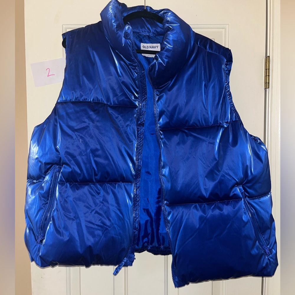 2x Old Navy Metallic Blue Puffer Vest